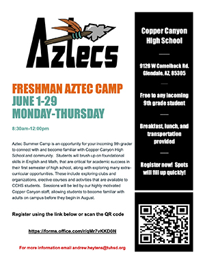 Copper Canyon High School Summer Camp flyer