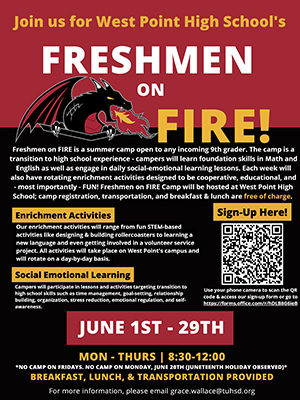 Summer Camp at West Point High School flyer