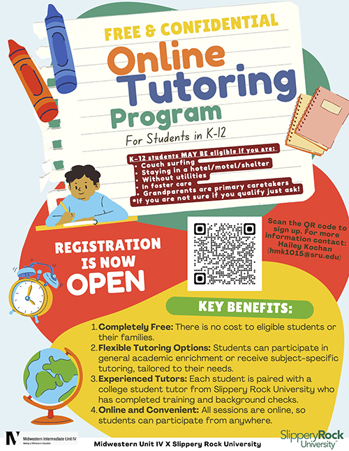 Free & Confidential Online Tutoring Program flyer