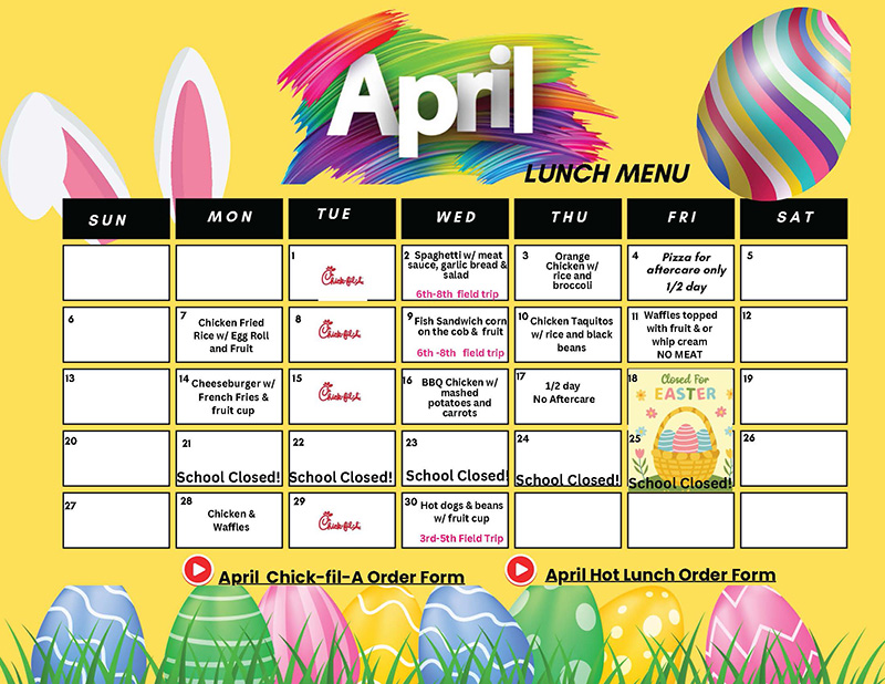 March Menu flyer