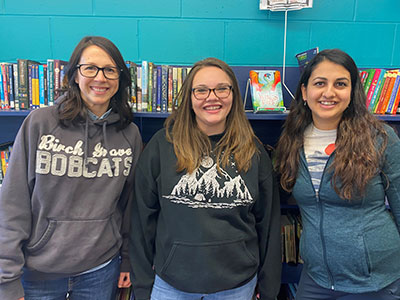 three ladies in Library